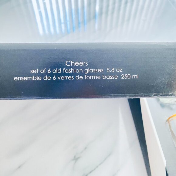 BNIB Vintage Old Fashion Barware Glasses with Gold Rim and Lugged Base Set of 6 - Picture 3 of 3